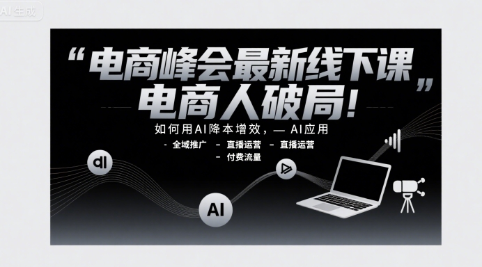 电商峰会最新线下课，电商人破局，如何用AI降本增效，AI应用-全域推广-直播运营-付费流量-HXPP