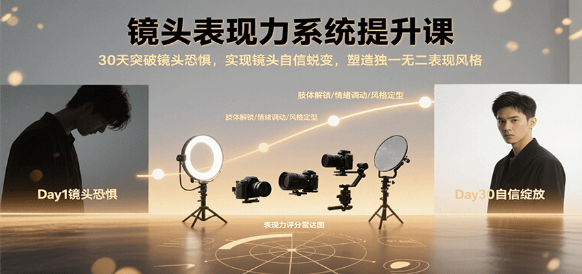 镜头表现力系统提升课，30天突破镜头恐惧实现自信蜕变，塑造独一无二表现风格-HXPP