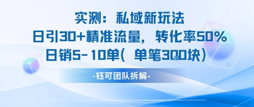 实测私域新玩法日引30加精准流量转化率50%日销5-10单每笔3张-HXPP