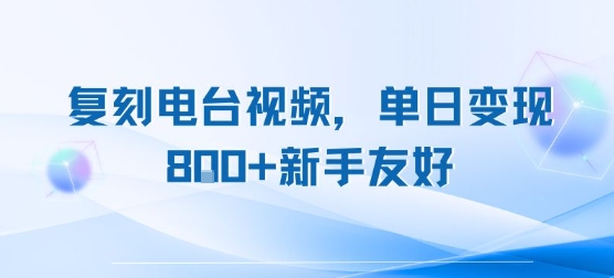 复刻电台视频，单日变现8张+新手友好，长期可做-HXPP