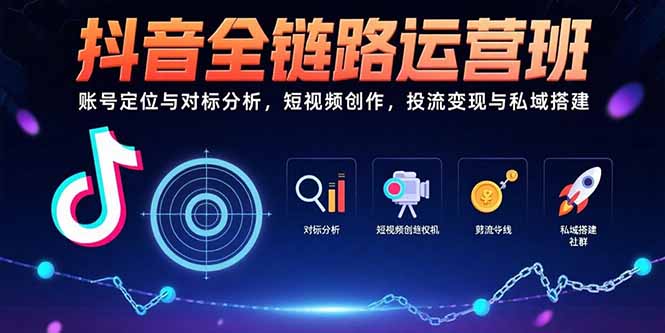 抖音全链路运营班：账号定位与对标分析，短视频创作，投流变现与私域搭建-HXPP