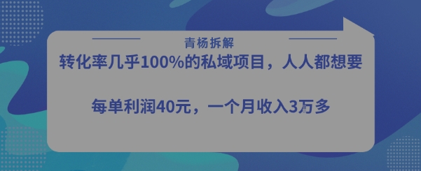转化率最高的私域项目，每单利润40-50米，月入过1w-HXPP