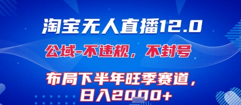 淘宝无人直播12.0，不封号，不违规，布局下半年旺季赛道，日入1k+(独家技术)【揭秘】-HXPP