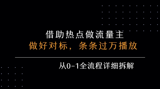 借力热点，乘顺风车玩流量主，条条过万播放， 每月收益5k+，从0-1全流程详细拆解-HXPP