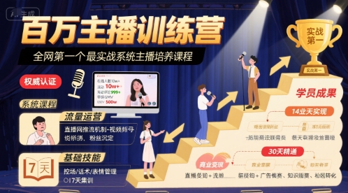 百万主播训练营，全网第一个最实战系统主播培养课程-HXPP