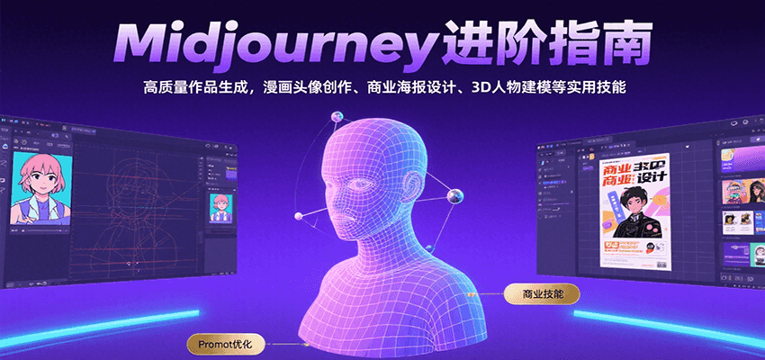 Midjourney进阶指南：高质量作品生成，漫画头像创作、商业海报设计、3D人物建模等-HXPP