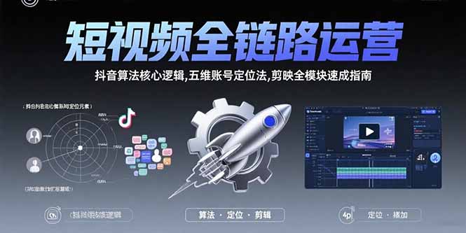 短视频全链路运营：抖音算法核心逻辑,五维账号定位法,剪映全模块速成指南-HXPP