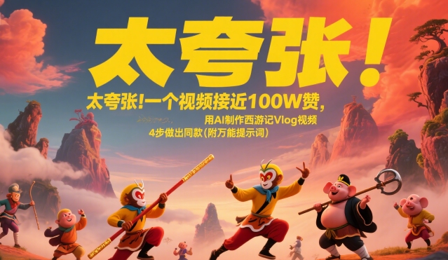 太夸张！一个视频接近100W赞，用AI制作西游记Vlog视频，全流程拆解来了(附万能提示词)-HXPP