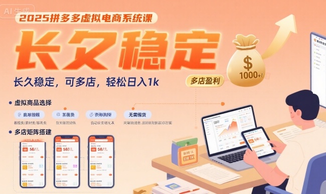 2025拼多多虚拟电商系统课，长久稳定，可多店，轻松日入1k-HXPP
