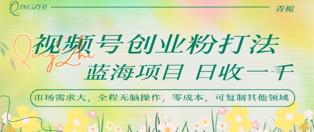 视频号创业粉打法，日入1k，蓝海项目，市场需求大，全程无脑操作，可复制-HXPP