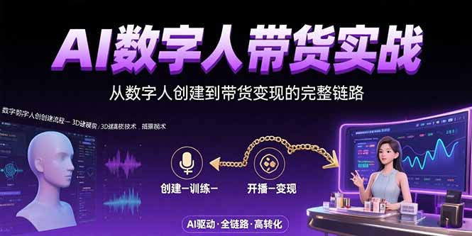 AI数字人+带货实战：从数字人创建到带货变现的完整链路-HXPP