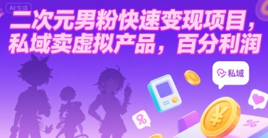 二次元男粉快速变现项目，私域卖虚拟产品，百分利润-HXPP