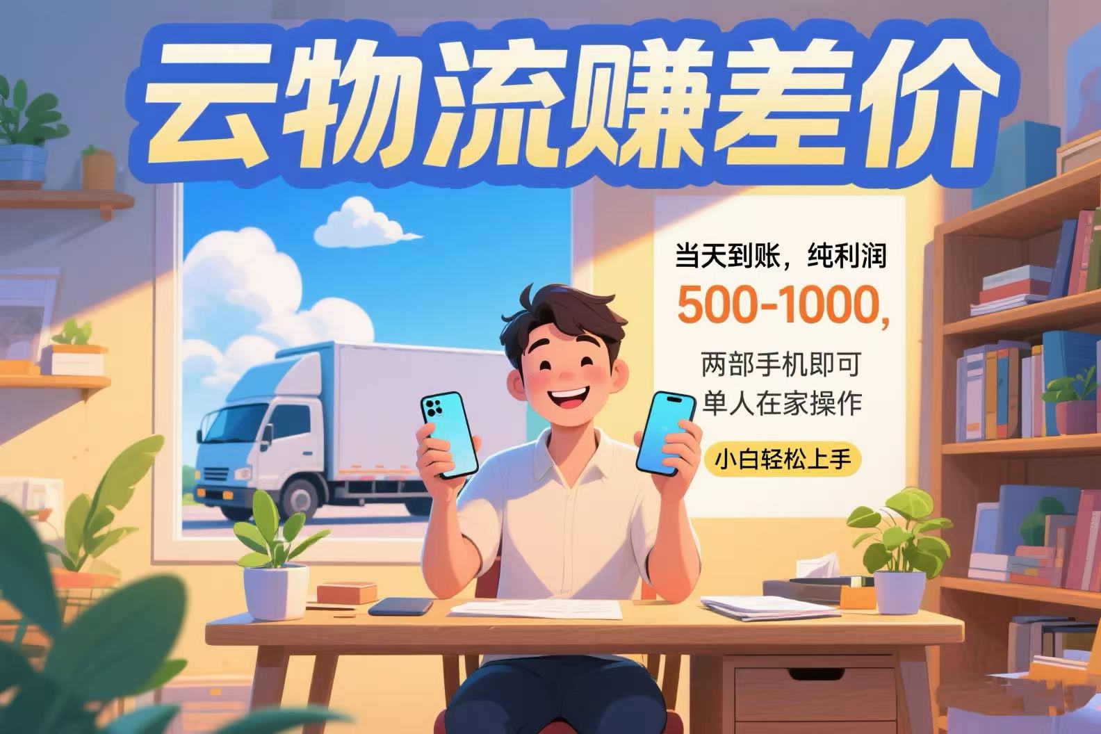 云物流赚差价 当天到账纯利润500-1000 两部手机即可 可单人在家操作 小…-HXPP