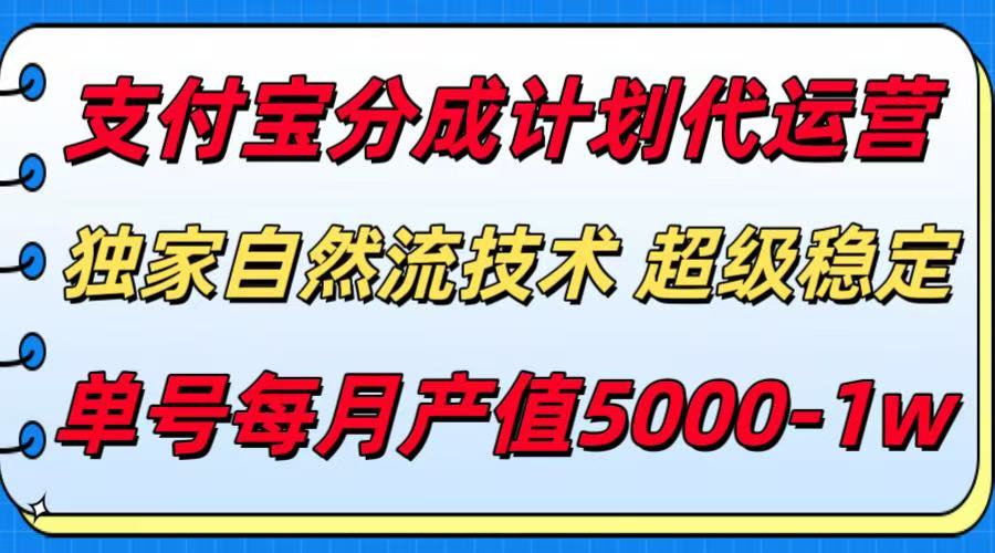 支付宝分成计划代运营，独家自然流技术，收益稳定，单号月产5000＋-HXPP