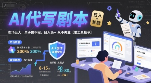 AI代写剧本，市场巨大，单子做不完，日入1k+ 永不失业【附工具指令】-HXPP