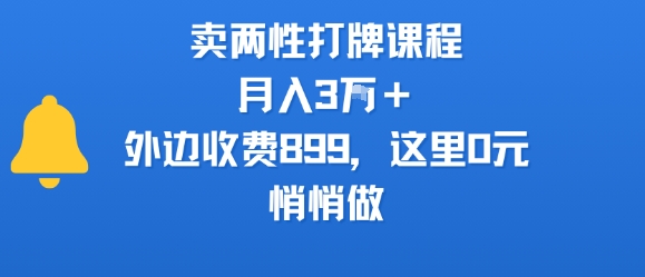 卖两性打牌课程，月入3W+外边收费899的课程，这里0元，悄悄做-HXPP