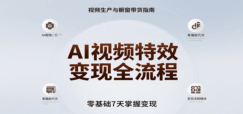 AI视频特效变现全流程，零基础7天掌握视频生产到橱窗带货变现-HXPP