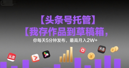 【头条号托管 】我存作品到草稿箱，你每天5分钟发布，最高月入2W+【揭秘】-HXPP