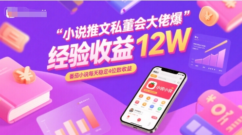 小说推文私董会大佬爆单经验分享收益12W，番茄小说每天稳定4位数收益-HXPP