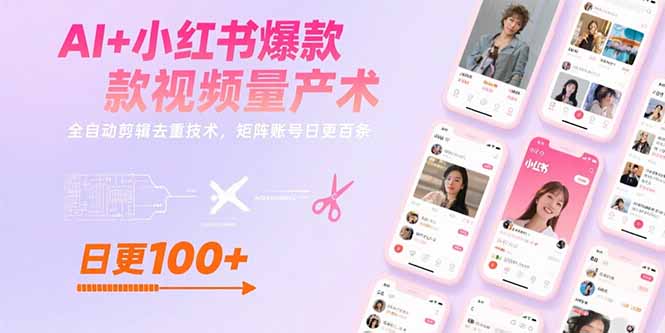 AI+小红书爆款视频量产术：全自动剪辑去重技术，矩阵账号日更百条-HXPP