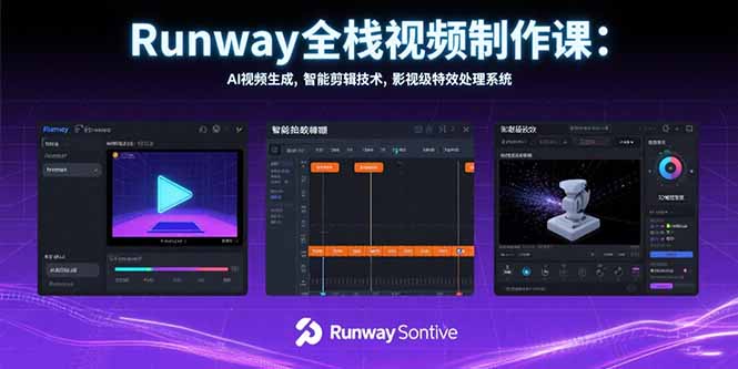 Runway全栈视频制作课：AI视频生成，智能剪辑技术，影视级特效处理系统-HXPP