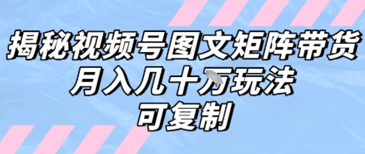 解密视频号图文矩阵带货，月入几个W的打法，可复制-HXPP