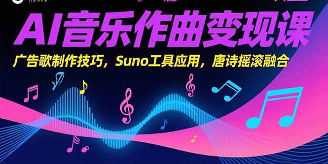 AI音乐作曲变现课，广告歌制作技巧，Suno工具应用，唐诗摇滚融合-HXPP