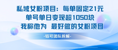 私域女粉项目：每单固定21块，单日变现超1k+，最好做的女粉项目-HXPP