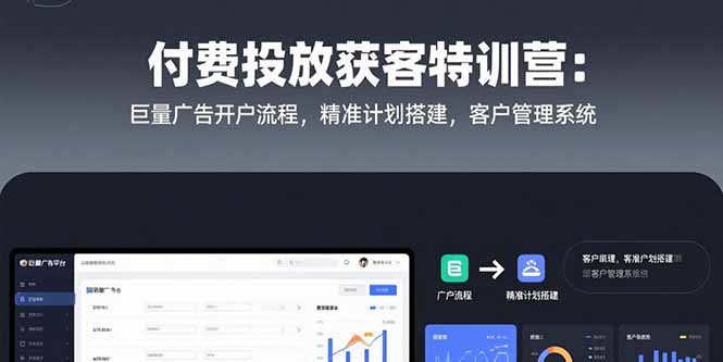 付费投放获客特训营：巨量广告开户流程，精准计划搭建，客户管理系统-HXPP