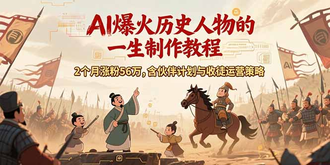 AI历史人物赛道课程，2个月涨粉56万，含伙伴计划与收徒运营策略-HXPP