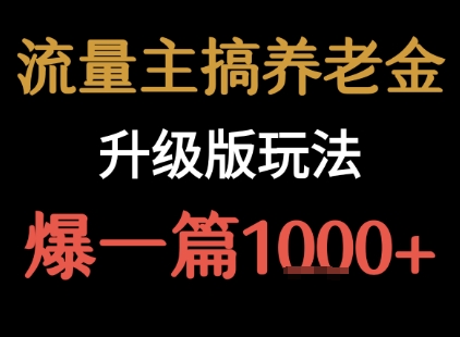 流量主之养老金升级版玩法  爆一篇收益1k+-HXPP