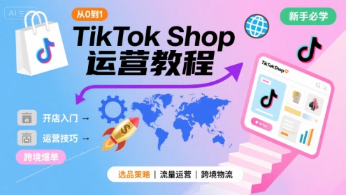 TikTok Shop从0到1运营教程，TikTok跨境电商新手必学课程-HXPP