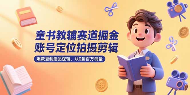 童书教辅赛道掘金，账号定位拍摄剪辑，爆款复制选品逻辑，从0到百万销量-HXPP