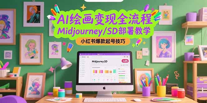 AI绘画变现全流程，Midjourney/SD部署教学，小红书爆款起号技巧-HXPP