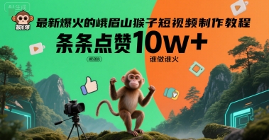 最新爆火的峨眉山猴子短视频制作教程，条条点赞10w+，谁做谁火【教程+提示词】-HXPP