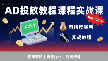 AD投放教程课程实战课，实现广告ROI300%+可持续暴利-HXPP