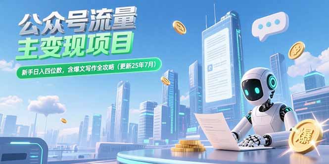 公众号流量主变现项目，新手日入四位数，含爆文写作全攻略(更新25年7月-HXPP