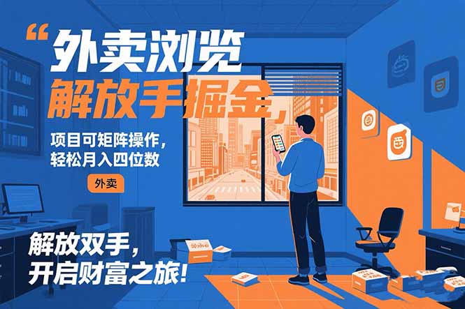 外卖浏览掘金项目 可矩阵操作 轻松日入500+-HXPP