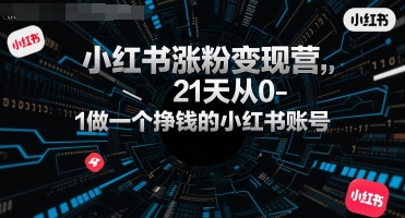 小红书涨粉变现营，21天从0-1做一个挣钱的小红书账号-HXPP