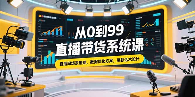 从0到99直播带货系统课，直播间场景搭建，数据优化方案，爆款话术设计-HXPP