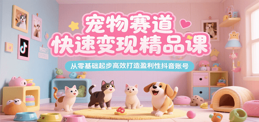 宠物赛道快速变现精品课，从零基础起步高效打造盈利性抖音账号-HXPP