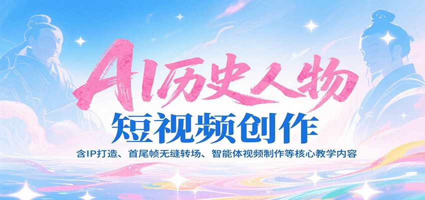 AI历史人物短视频创作，含IP打造、首尾帧无缝转场、智能体视频制作等核心教学内容-HXPP