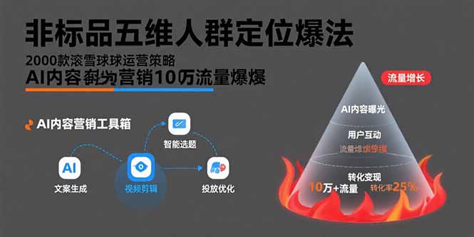 非标品五维人群定位法，2000款滚雪球运营策略，AI内容营销10万流量引爆-HXPP