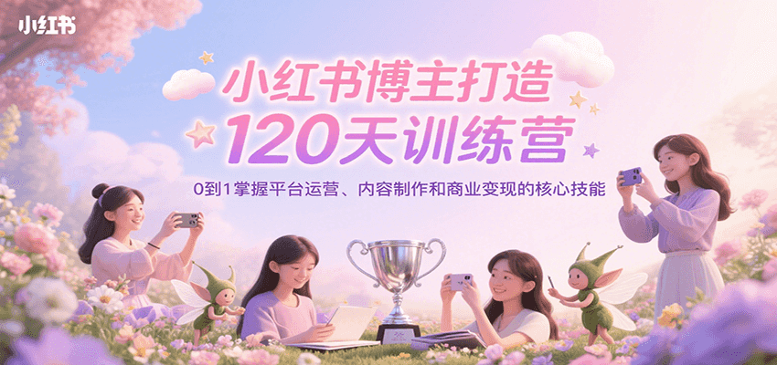 小红书博主打造120天训练营，0到1掌握平台运营、内容制作和商业变现-HXPP