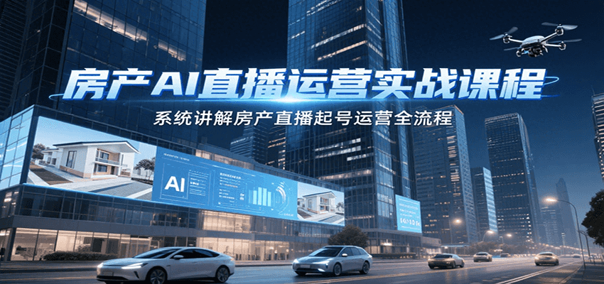 房产AI直播运营实战课程，系统讲解房产直播起号运营全流程-HXPP
