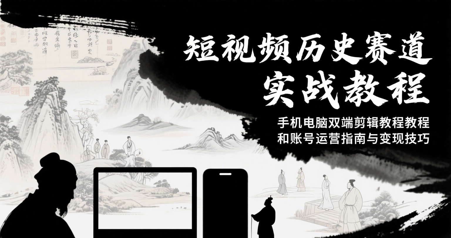 短视频历史赛道实战教程，手机电脑双端剪辑教程和账号运营指南与变现技巧-HXPP