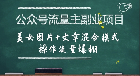 公众号流量主副业项目，美女图片+文章混合模式操作流量爆棚-HXPP