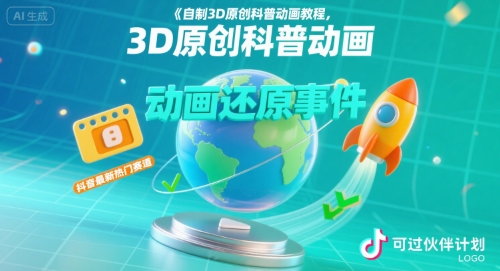 自制3D原创科普动画教程，动画还原事件，抖音最新热门赛道，可过伙伴计划-HXPP