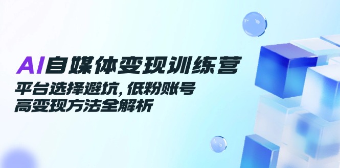 AI自媒体变现训练营，平台选择避坑，低粉账号高变现方法全解析-HXPP