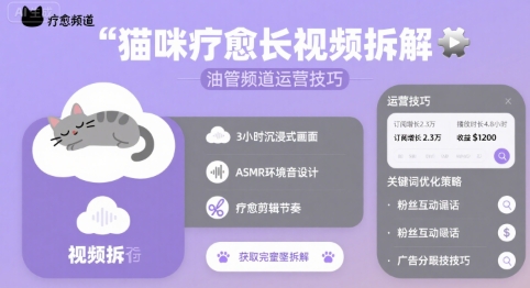 猫咪疗愈长视频拆解 &油管频道运营技巧-HXPP